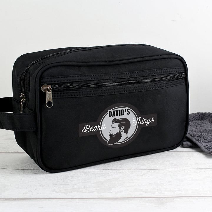 Buy Personalised Beard Things Black Toiletry Bag available now at www.giftsfinder.co.uk