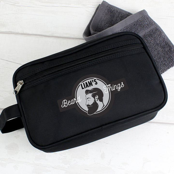 Buy Personalised Beard Things Black Toiletry Bag available now at www.giftsfinder.co.uk