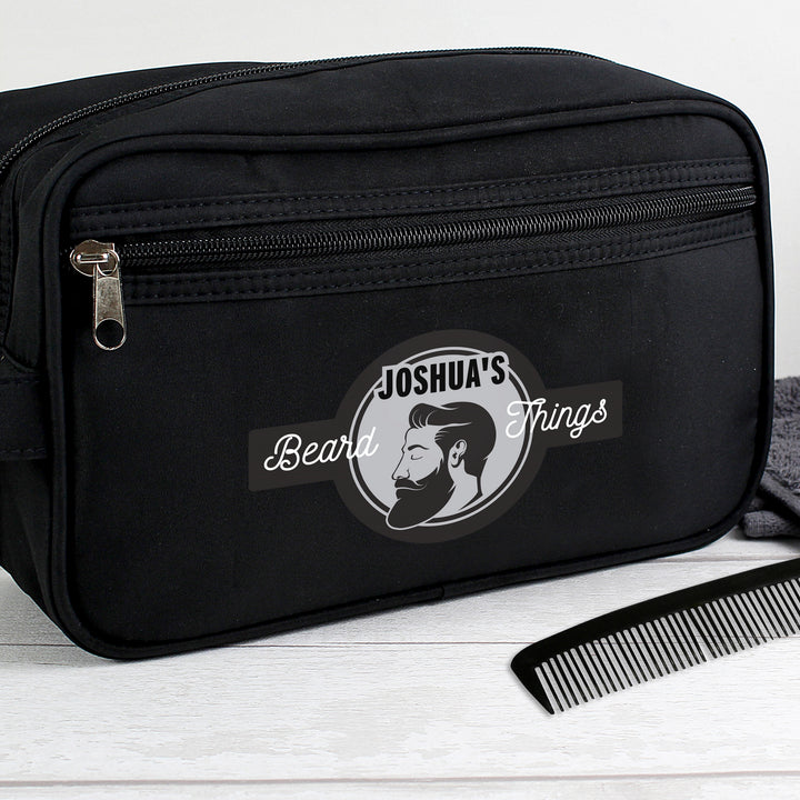 Buy Personalised Beard Things Black Toiletry Bag available now at www.giftsfinder.co.uk