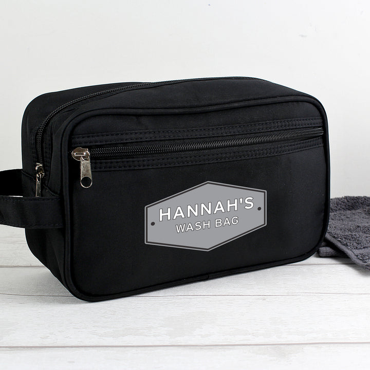 Buy Personalised Plaque Black Toiletry Bag at www.giftsfinder.co.uk