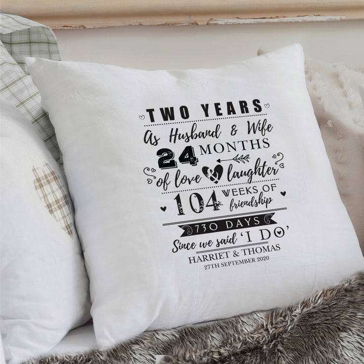 Personalised 2nd Anniversary Cushion - part of the Gifts Finder Textiles collection