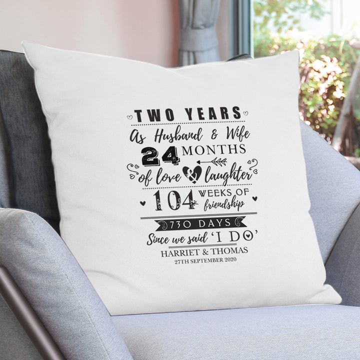 Personalised 2nd Anniversary Cushion - part of the Gifts Finder Textiles collection