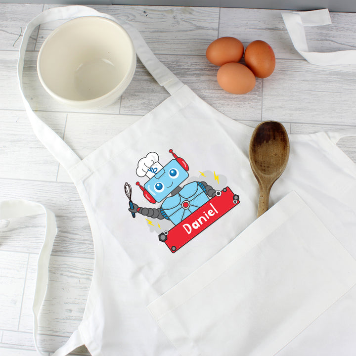 Personalised Robot Children's Apron - part of the Gifts Finder Personalised Children's Aprons collection