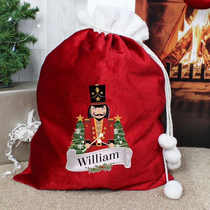 Buy Personalised Nutcracker Red Children's Christmas Sack at www.giftsfinder.co.uk