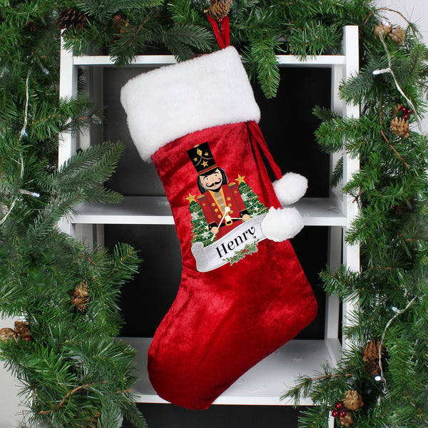 Buy Personalised Nutcracker Red Stocking at www.giftsfinder.co.uk