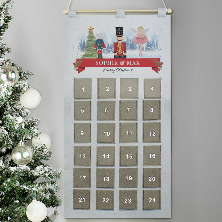 Buy Personalised Nutcracker Advent Calendar In Silver Grey at www.giftsfinder.co.uk