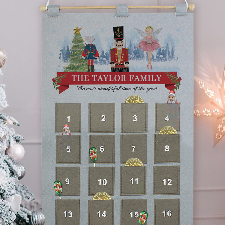 Buy Personalised Nutcracker Advent Calendar In Silver Grey at www.giftsfinder.co.uk