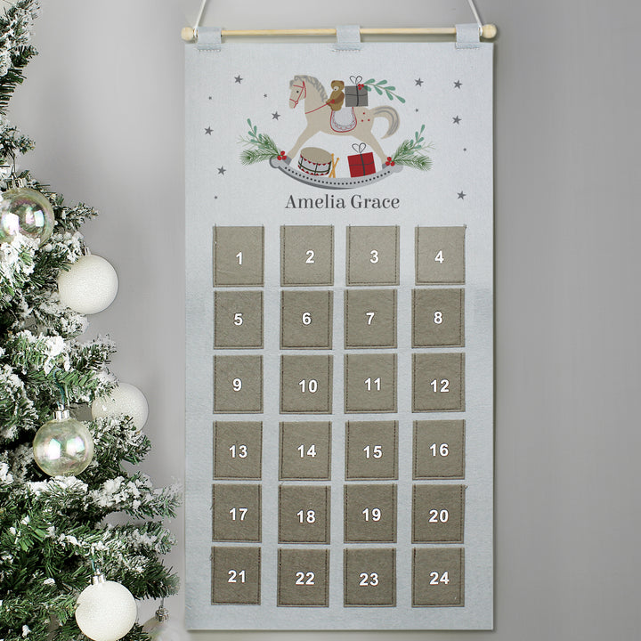 Personalised Rocking Horse Advent Calendar In Silver Grey in gift category Christmas Decorations