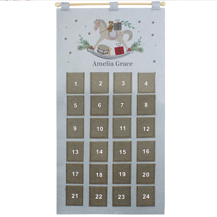 Personalised Rocking Horse Advent Calendar In Silver Grey in gift category Christmas Decorations