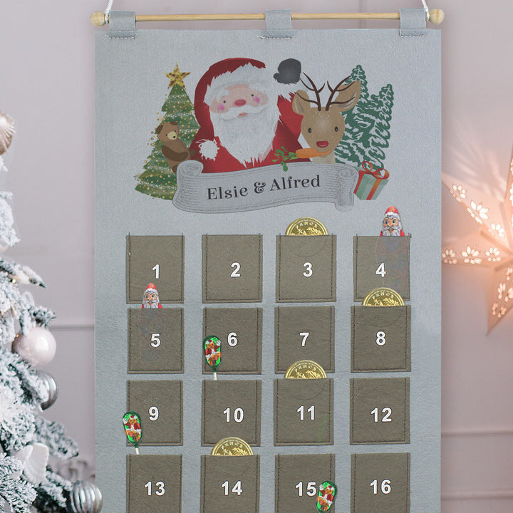 Personalised Santa Advent Calendar In Silver Grey