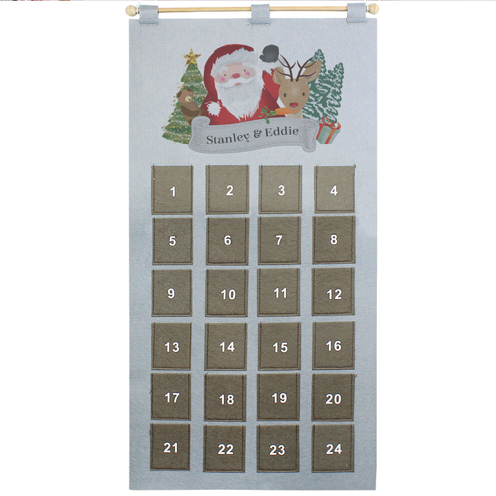 Personalised Santa Advent Calendar In Silver Grey