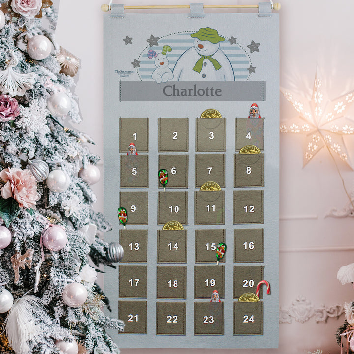 Personalised 2025 The Snowman Advent Calendar In Silver Grey - part of the Gifts Finder Personalised Calendars collection