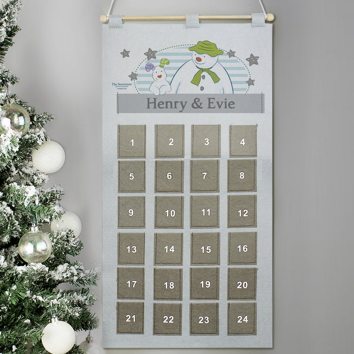 Personalised 2025 The Snowman Advent Calendar In Silver Grey - part of the Gifts Finder Personalised Calendars collection