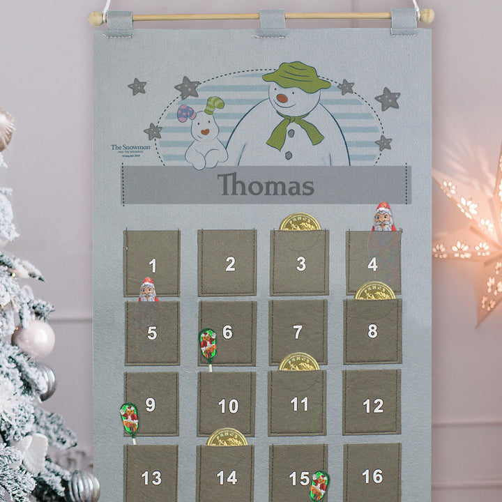 Personalised The Snowman Advent Calendar In Silver Grey in gift category Christmas Decorations