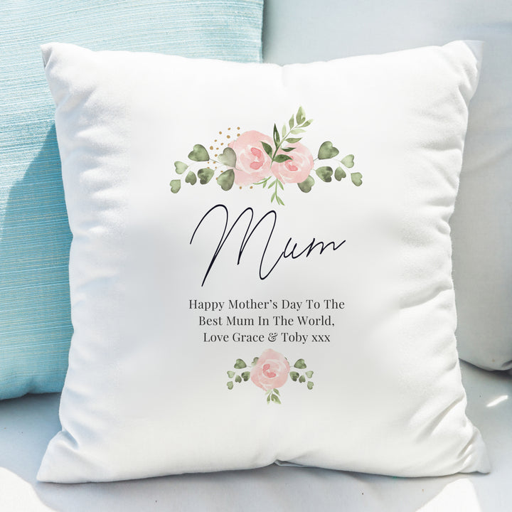 Buy Personalised Abstract Rose Cream Cushion available now at www.giftsfinder.co.uk