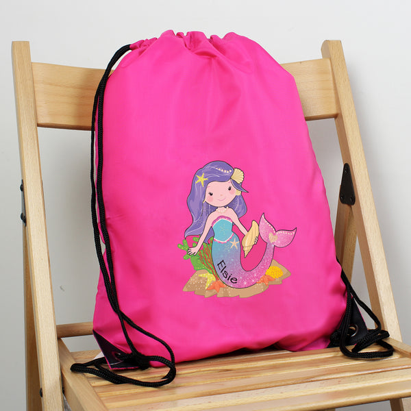 Buy Personalised Mermaid Pink Swim Bag at www.giftsfinder.co.uk