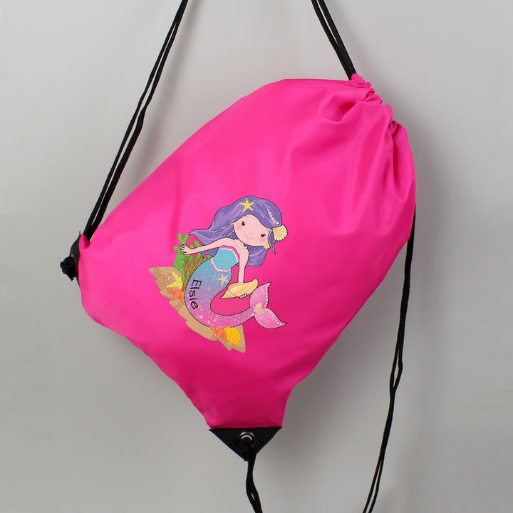 Personalised Mermaid Pink Swim Bag - part of the Gifts Finder Personalised Swimming Bags collection