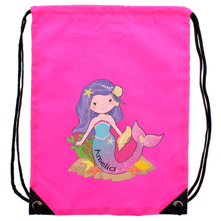 Personalised Mermaid Pink Swim Bag - part of the Gifts Finder Personalised Swimming Bags collection