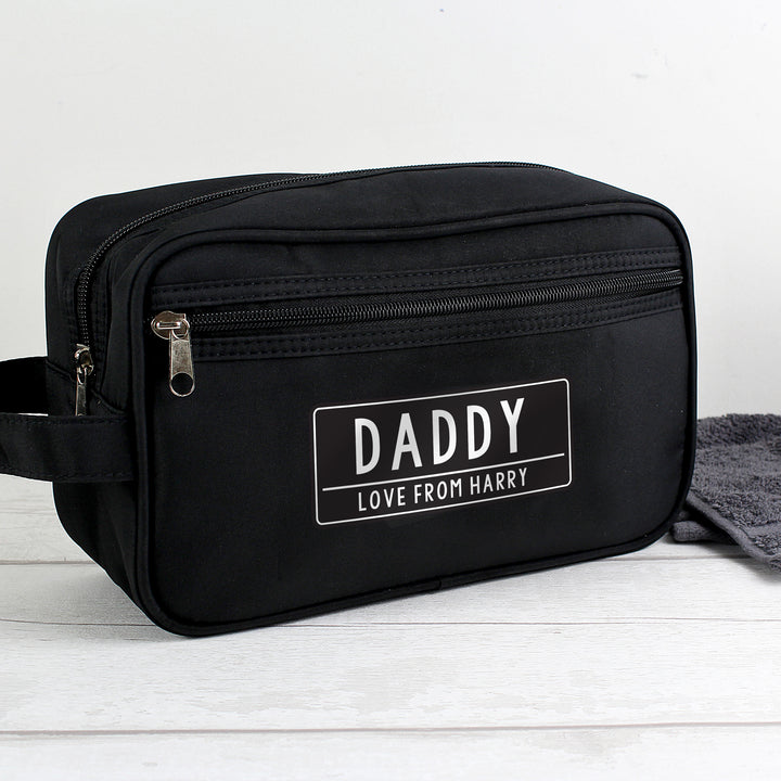 Buy Personalised Free Text Black Toiletry Bag available now at www.giftsfinder.co.uk