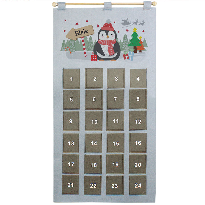 Personalised Christmas Penguin Advent Calendar In Silver Grey - part of the Gifts Finder Personalised Calendars collection