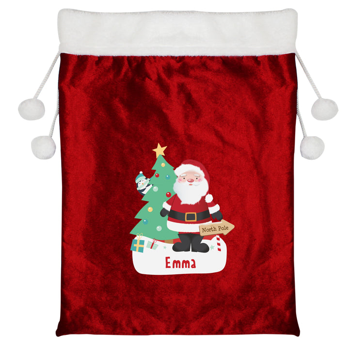 Personalised Santa Luxury Pom Pom Red Children's Christmas Sack - part of the Gifts Finder Personalised Christmas Sacks collection