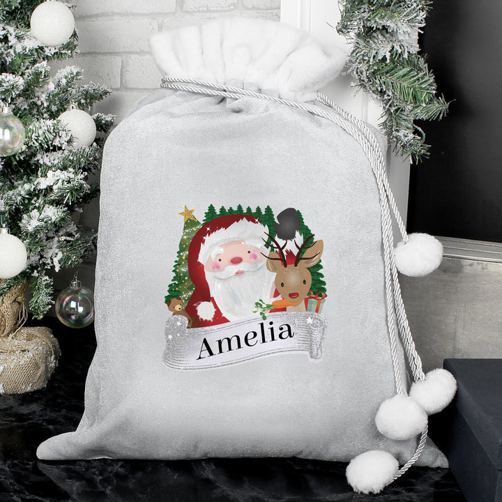 Personalised Christmas Santa Grey Sack - part of the Gifts Finder Personalised Christmas Sacks collection