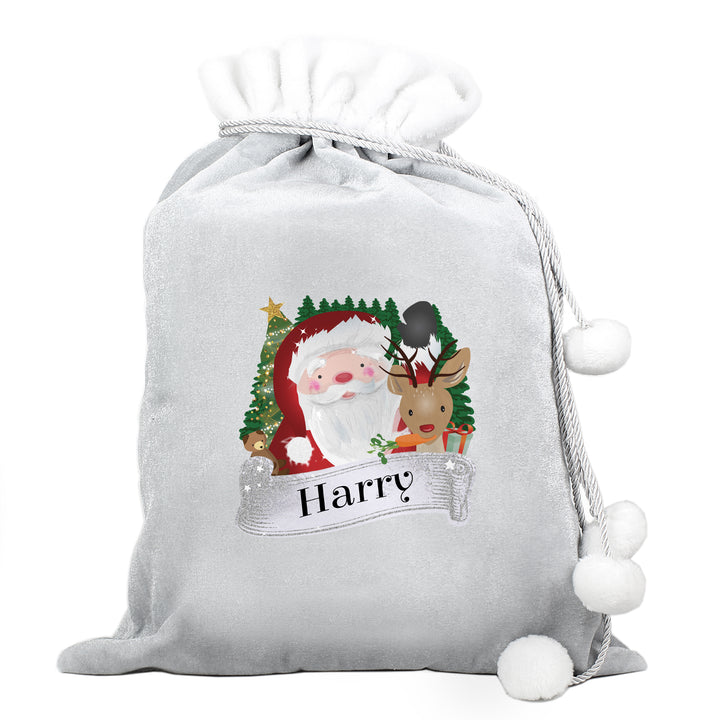 Personalised Christmas Santa Grey Sack - part of the Gifts Finder Personalised Christmas Sacks collection