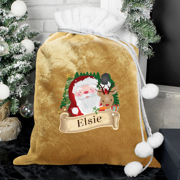 Buy Personalised Christmas Santa Gold Sack available now at www.giftsfinder.co.uk