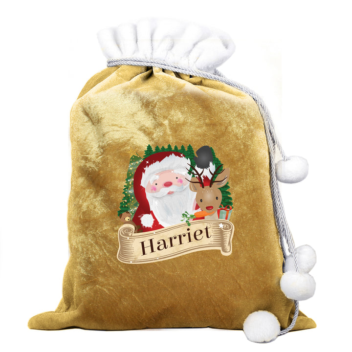 Personalised Christmas Santa Gold Sack - part of the Gifts Finder Personalised Christmas Sacks collection