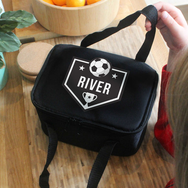 Football Black Lunch Bag Personalised