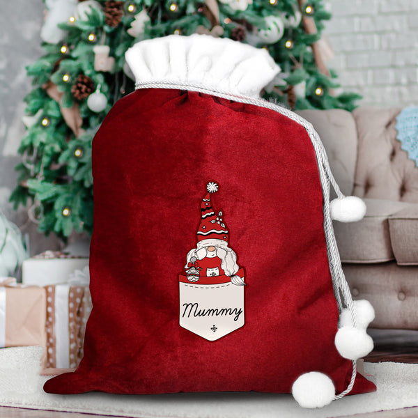 Buy Personalised Gonk Family Red Christmas Sack - Female available now at www.giftsfinder.co.uk