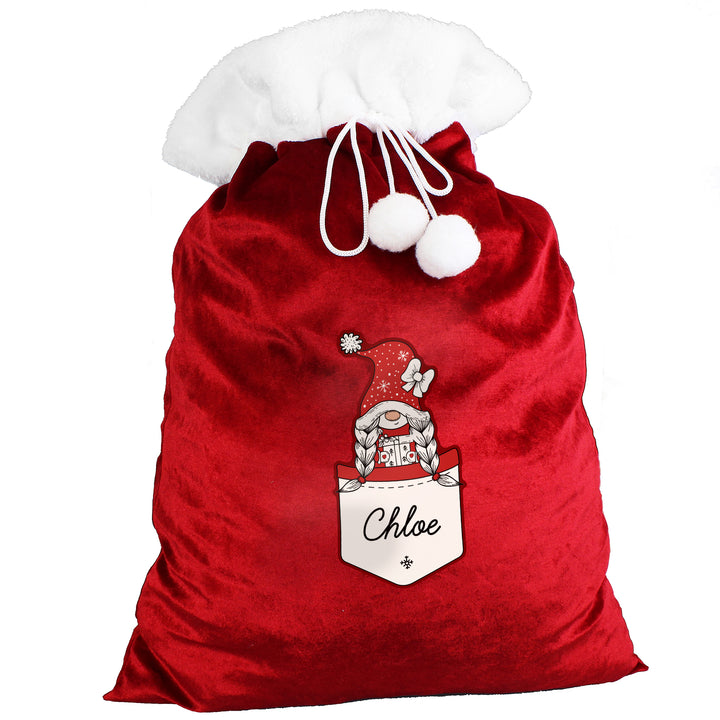 Buy Personalised Gonk Family Red Christmas Sack - Girl available now at www.giftsfinder.co.uk