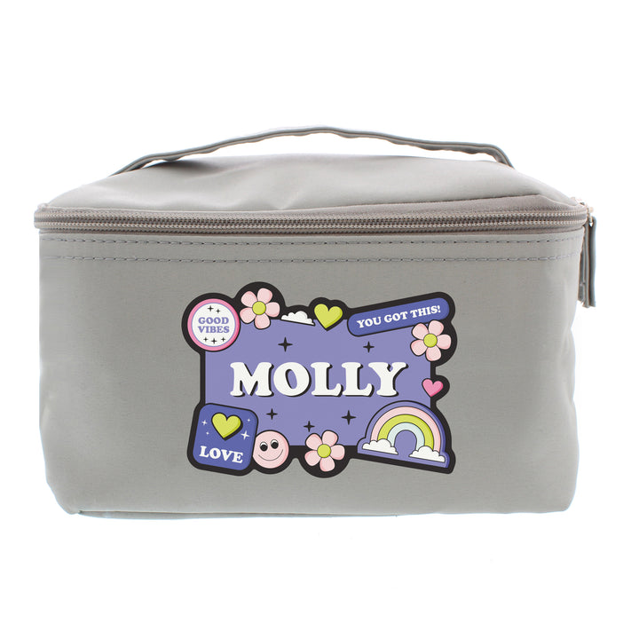 Buy Personalised Good Vibes Grey Toiletry Bag available now at www.giftsfinder.co.uk