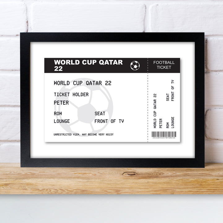 Buy Personalised Football Ticket A4 Black Framed Print available now at www.giftsfinder.co.uk