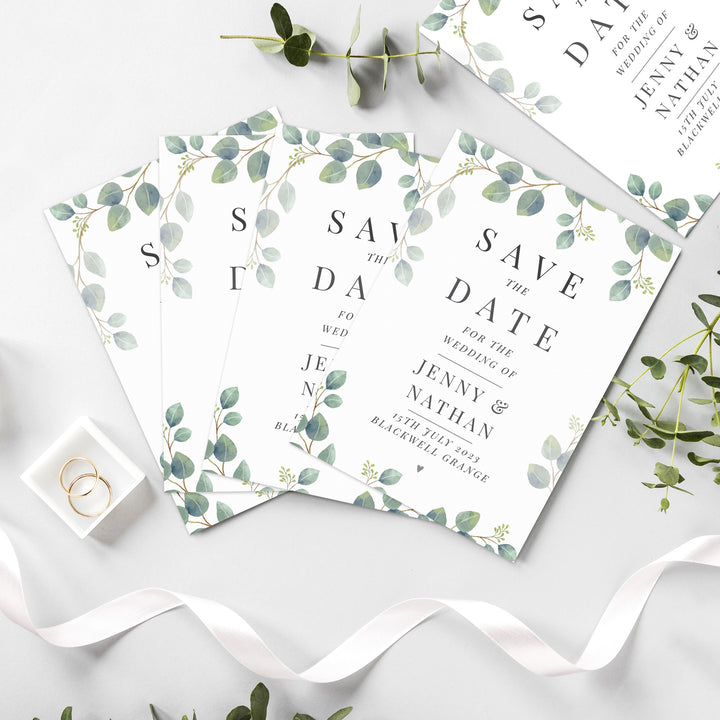 Personalised Botanical Wedding Save The Dates Pack Of 36 - part of the Gifts Finder Personalised LED Glass Jars collection