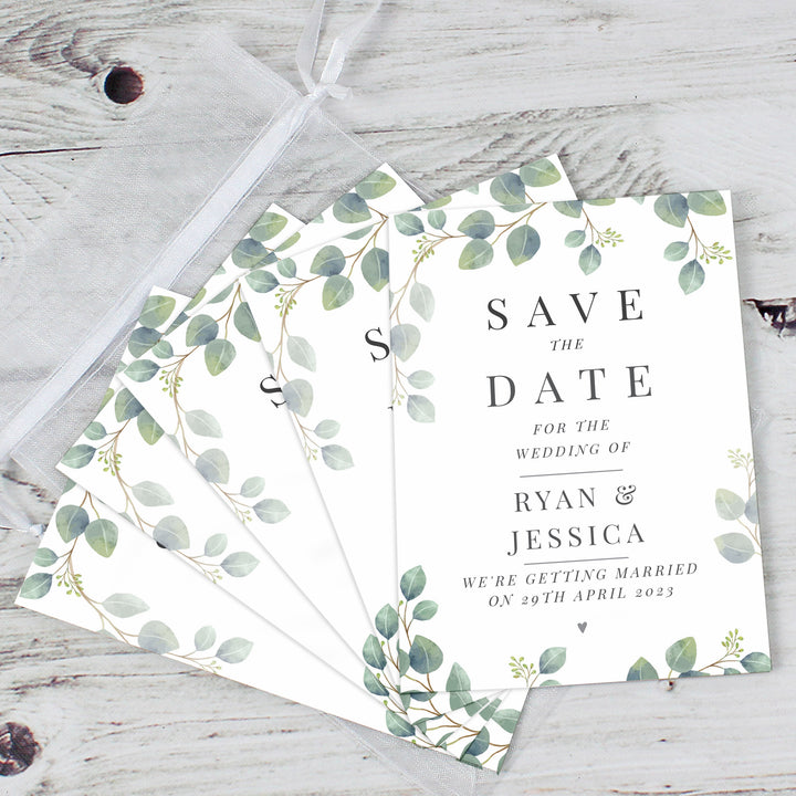 Personalised Botanical Wedding Save The Dates Pack Of 36 - part of the Gifts Finder Personalised LED Glass Jars collection