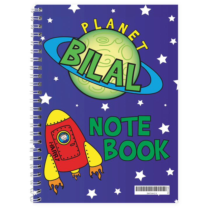 Personalised Space A5 Notebook in gift category Personalised Notebooks