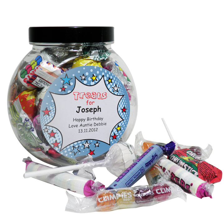 Buy Personalised Comic Book Sweet Jar available now at www.giftsfinder.co.uk