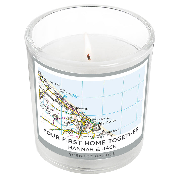 Buy Personalised Present Day Map Compass Scented Jar Candle at www.giftsfinder.co.uk