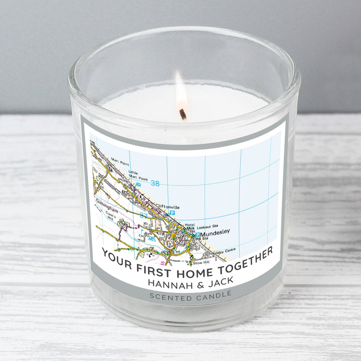 Buy Personalised Present Day Map Compass Scented Jar Candle at www.giftsfinder.co.uk