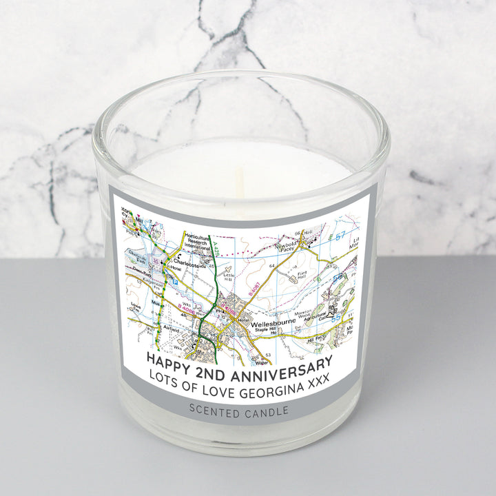 Buy Personalised Present Day Map Compass Scented Jar Candle at www.giftsfinder.co.uk