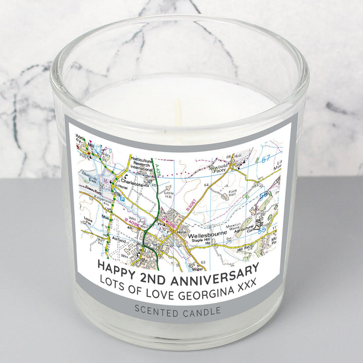 Buy Personalised Present Day Map Compass Scented Jar Candle at www.giftsfinder.co.uk