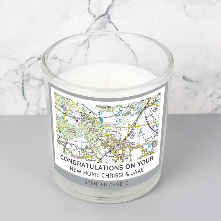 Buy Personalised Present Day Map Compass Scented Jar Candle at www.giftsfinder.co.uk