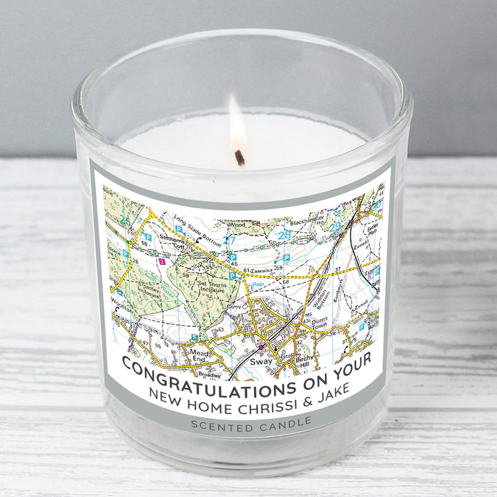 Buy Personalised Present Day Map Compass Scented Jar Candle at www.giftsfinder.co.uk