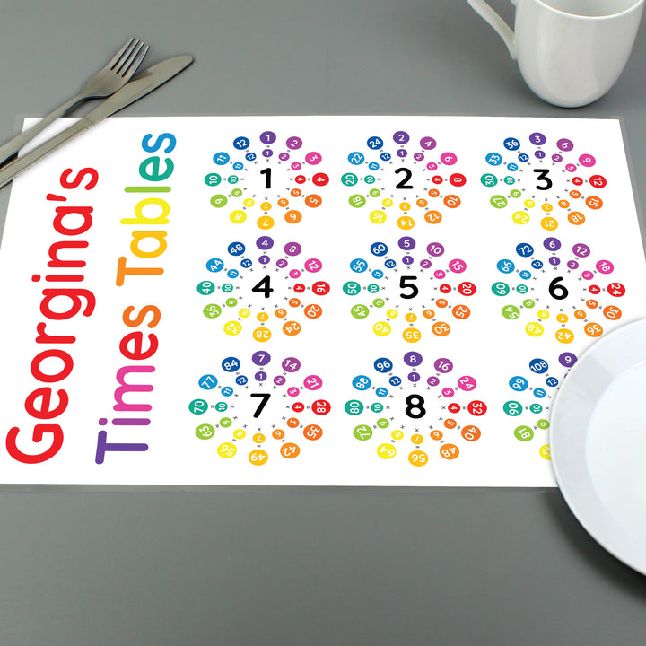 Buy Personalised Times Tables Placemat at www.giftsfinder.co.uk