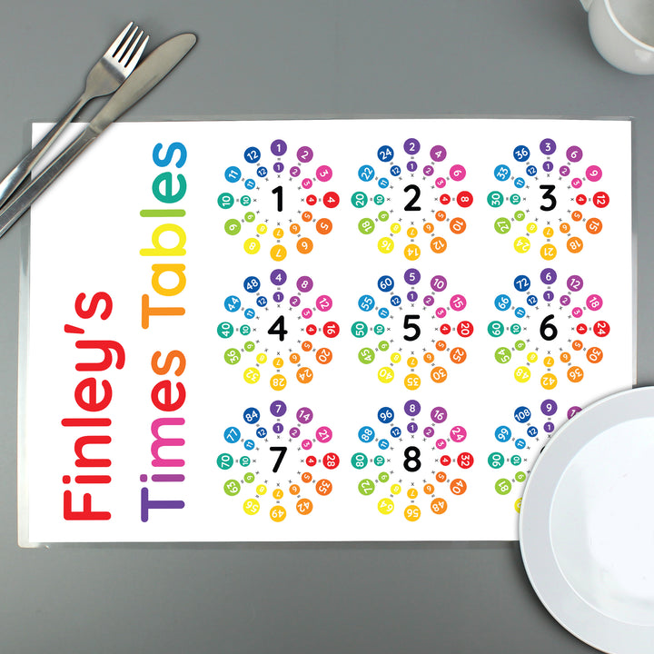 Buy Personalised Times Tables Placemat at www.giftsfinder.co.uk