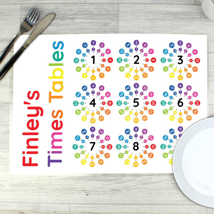 Buy Personalised Times Tables Placemat at www.giftsfinder.co.uk