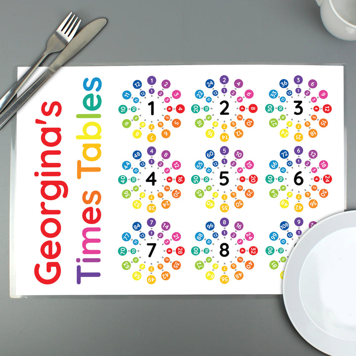 Buy Personalised Times Tables Placemat at www.giftsfinder.co.uk