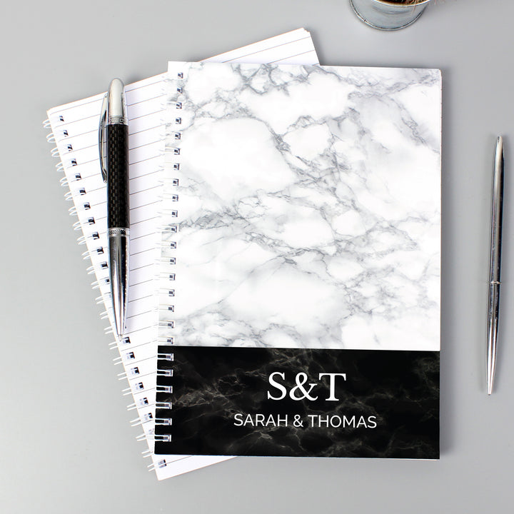 Buy Personalised Marble Effect A5 Notebook at www.giftsfinder.co.uk