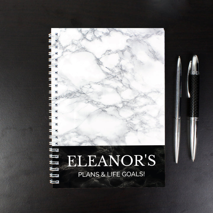 Buy Personalised Marble Effect A5 Notebook at www.giftsfinder.co.uk